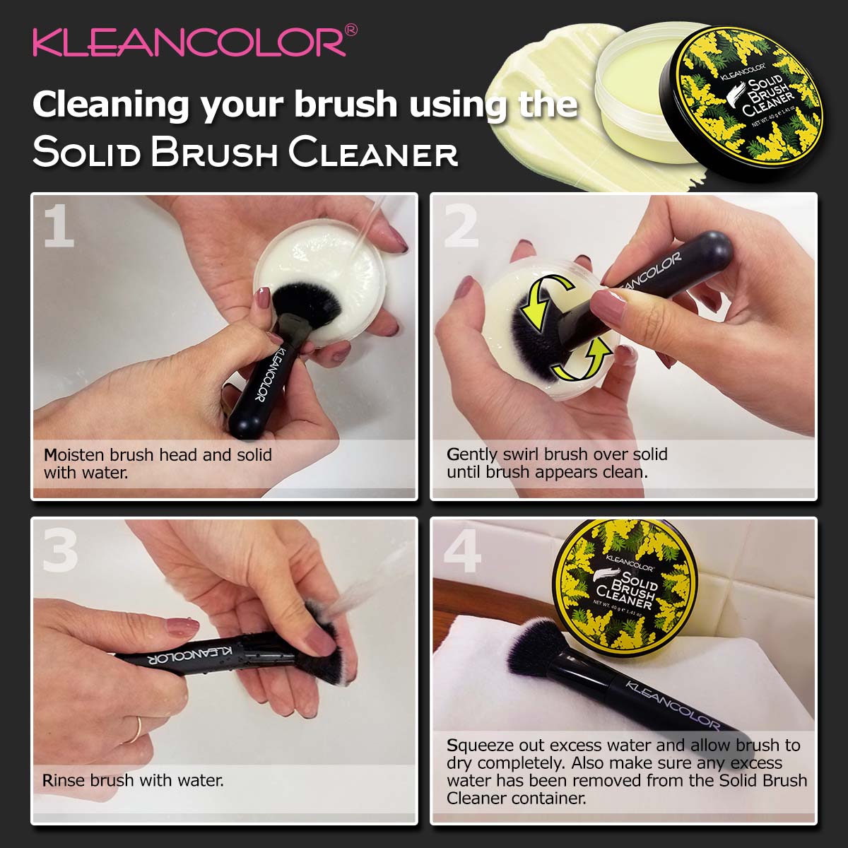 Solid Brush Cleaner - Limpiador de Brochas Sólido Kleancolor