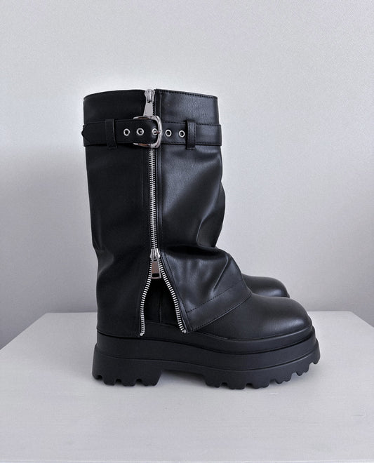 Bota Mujer Y01 Eco Cuero Negro