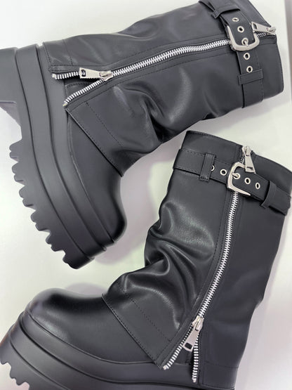 Bota Mujer Y01 Eco Cuero Negro