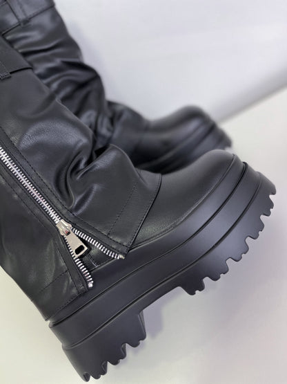 Bota Mujer Y01 Eco Cuero Negro